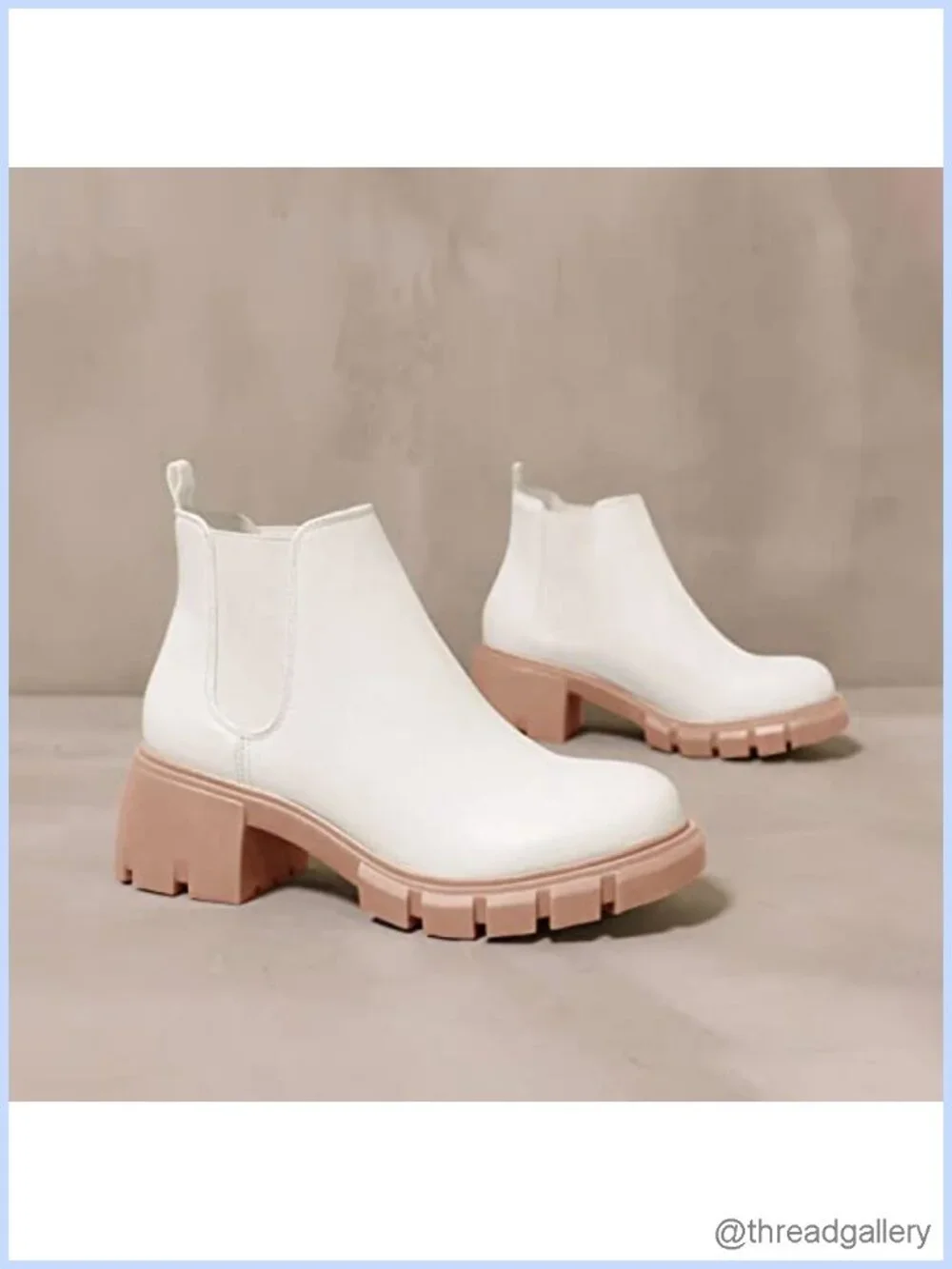 Lug Sole Platform Ankle Booties Chelsea Slip On Chunky Block Heel Leather